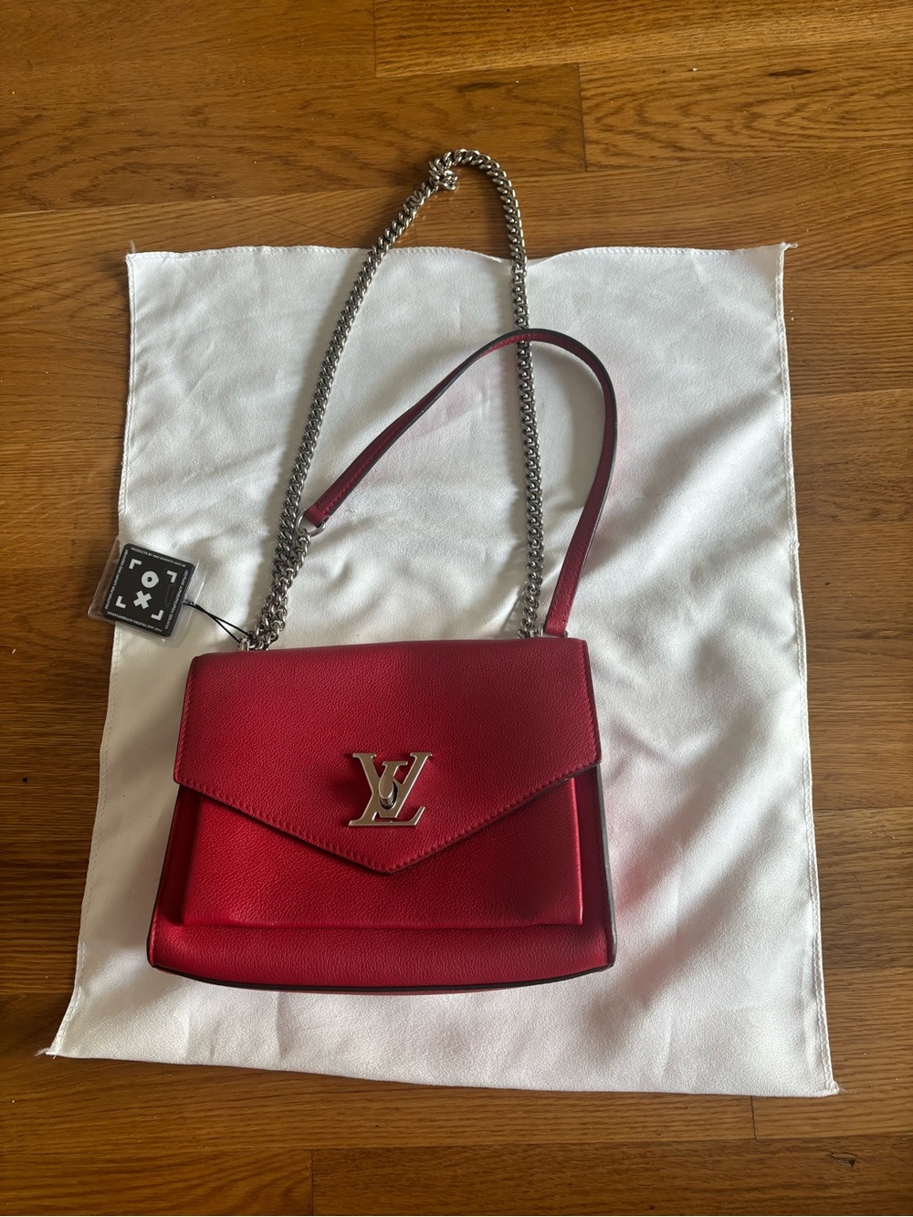 Louis Vuitton Mylockme BB Calfskin Red Leather Chain Shoulder Crossbody Bag